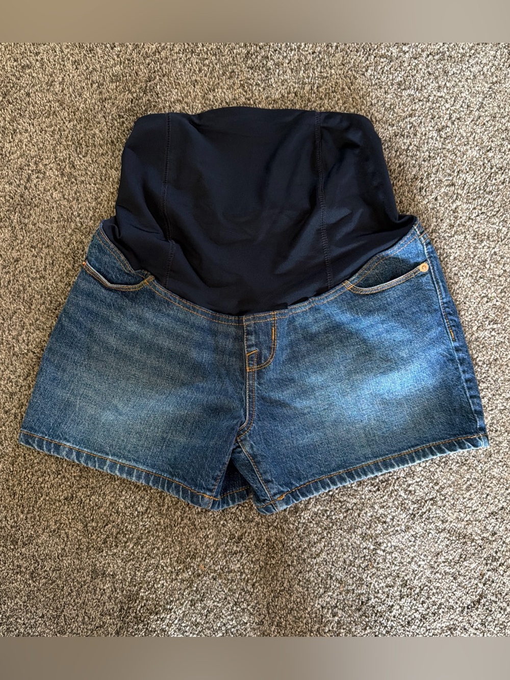 Isabel Maternity Denim Shorts with Navy Stretch Panel size 4